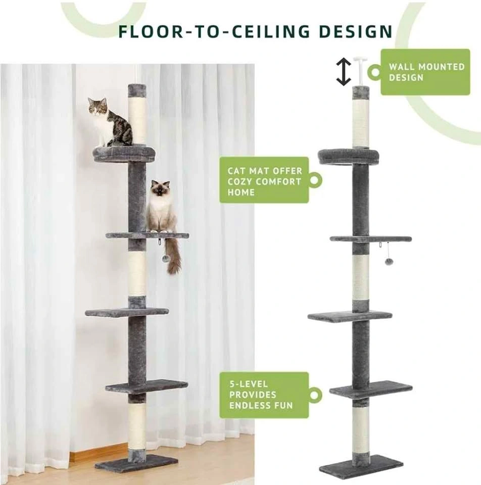 PAWZ Road 5-Tier Floor to Ceiling Cat Tree 95-107 Inches - photo 5