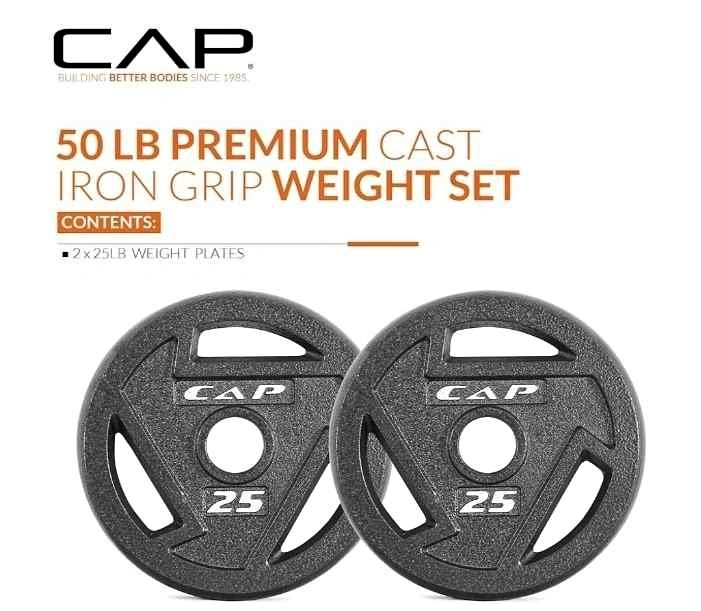 CAP 50 LB Premium Cast Iron Grip Weight Set / 25 lbs each x 2