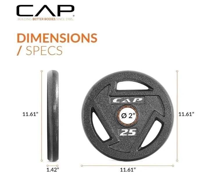 CAP 50 LB Premium Cast Iron Grip Weight Set / 25 lbs each x 2 - photo 4
