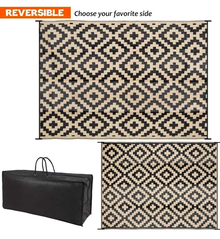 Waterproof Outdoor Rug 9x12 ft, Plastic Reversible Rug - photo 2