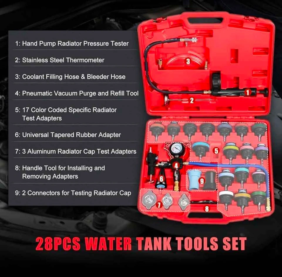 28PC Radiator Pressure Tester Cooling System Vacuum Purge Refill - photo 2