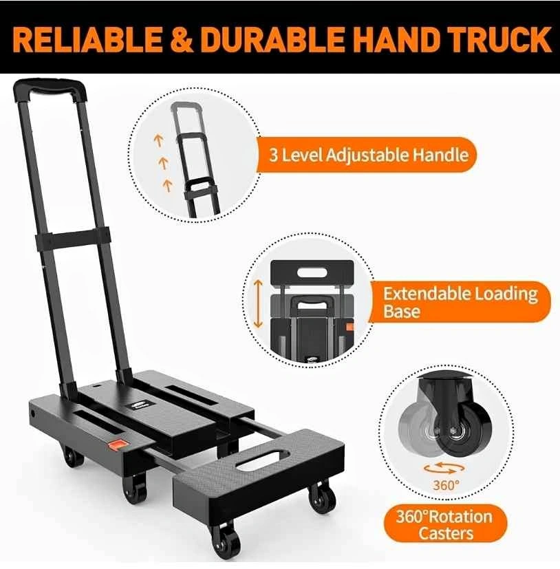 Folding Hand Truck, 500lbs Heavy Duty Portable Dolly Cart