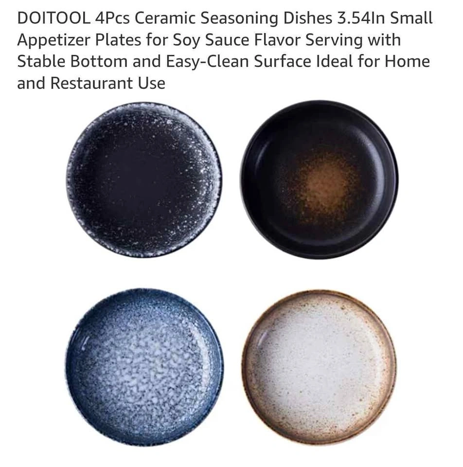 4Pcs Ceramic Seasoning Dishes 3.54In Small Appetizer Plates