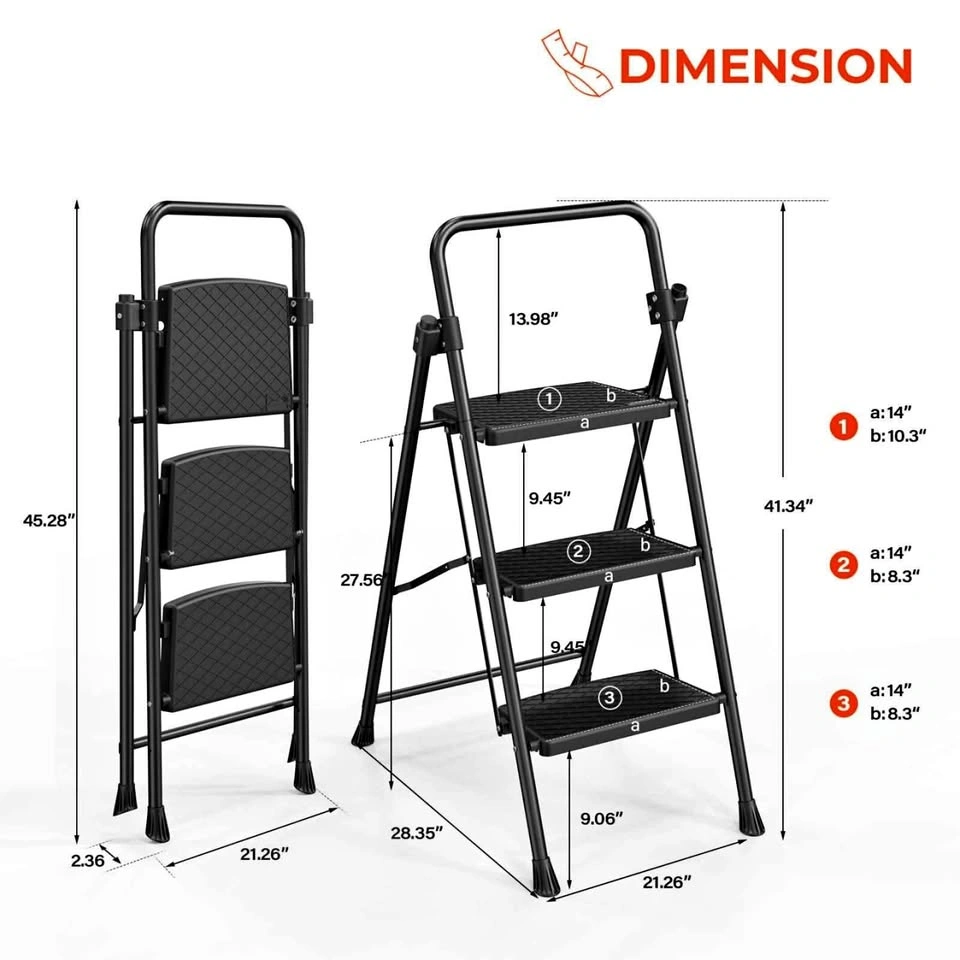 Extra Wide Big Sized 3 Step Ladder