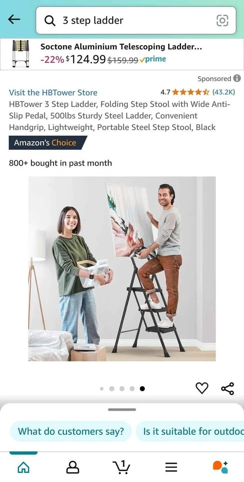 Extra Wide Big Sized 3 Step Ladder - photo 4