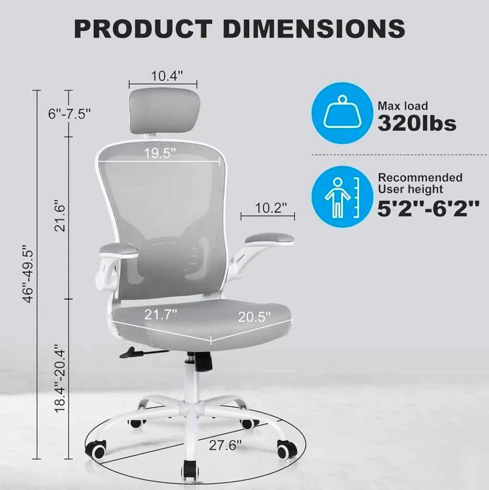 Ergonomic Mesh Office Chair with Headrest and Flip-up Arms - photo 3