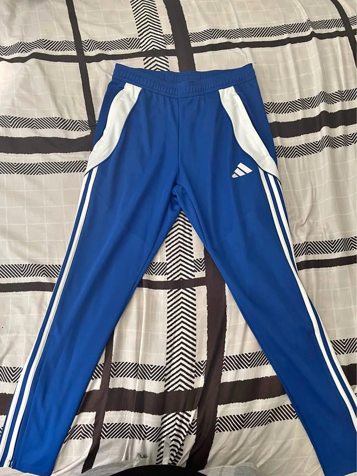 Adidas Blue White 3-Stripes AEROREADY Track Pants
