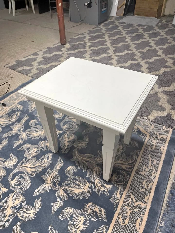 White Wooden End Table