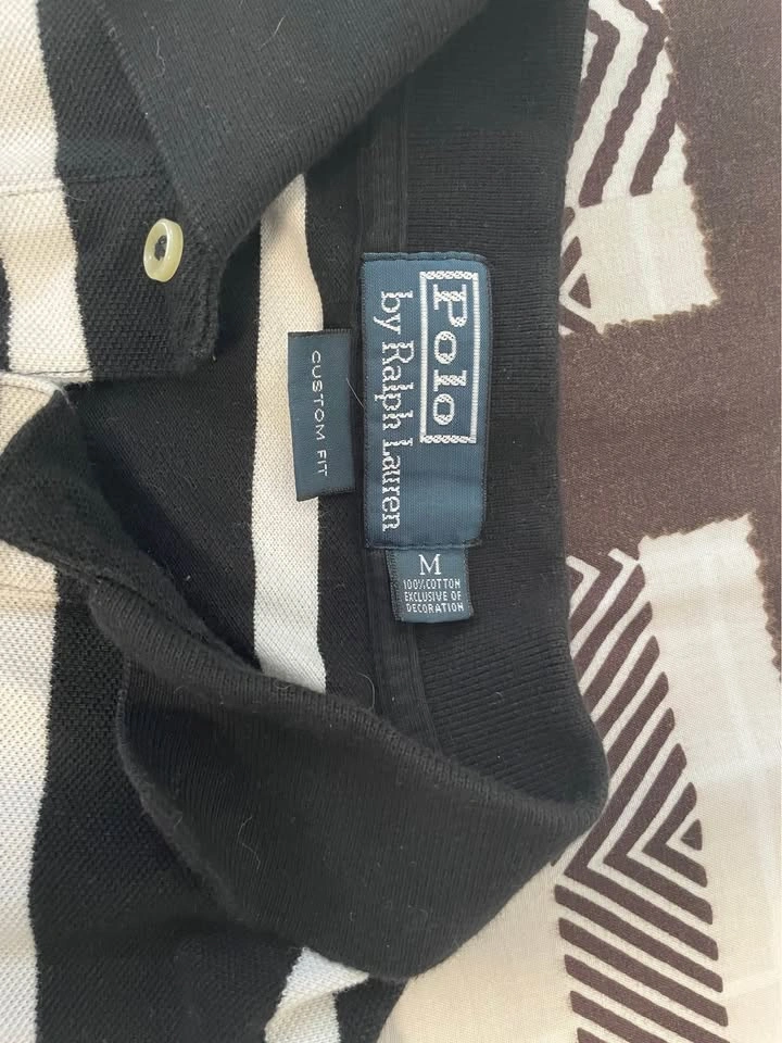 Polo by Ralph Lauren black white striped polo shirt M - photo 3