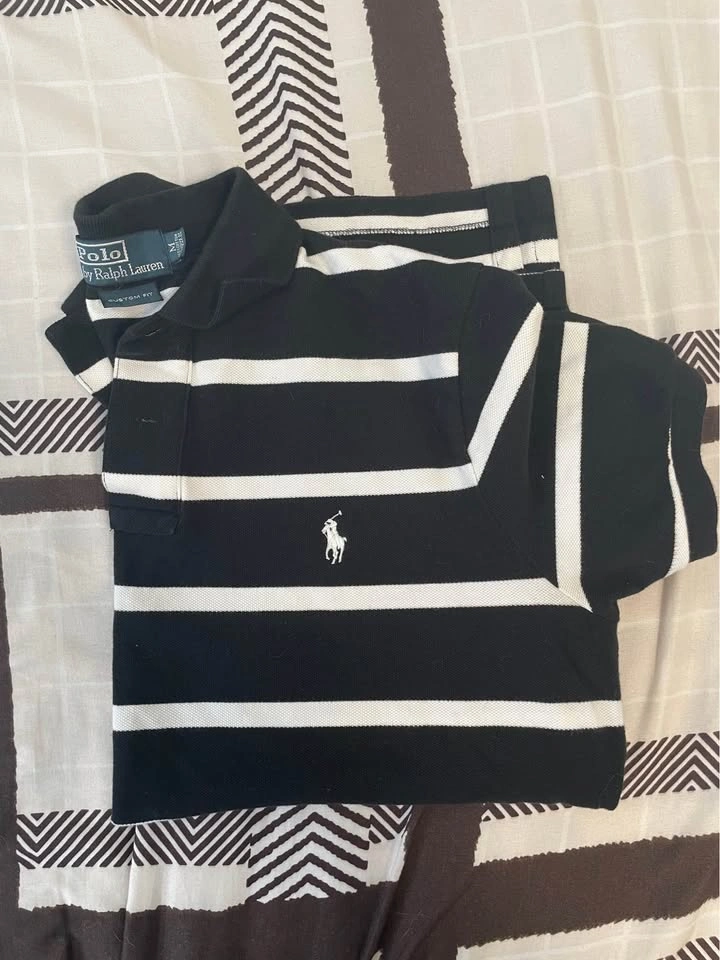 Polo by Ralph Lauren black white striped polo shirt M - photo 5