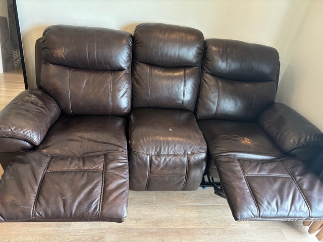 Real Leather Reclining Sofa & Loveseat Set - photo 2