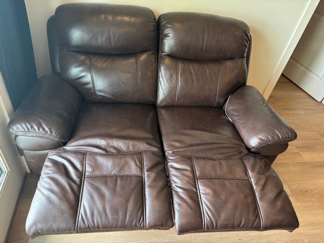 Real Leather Reclining Sofa & Loveseat Set - photo 3