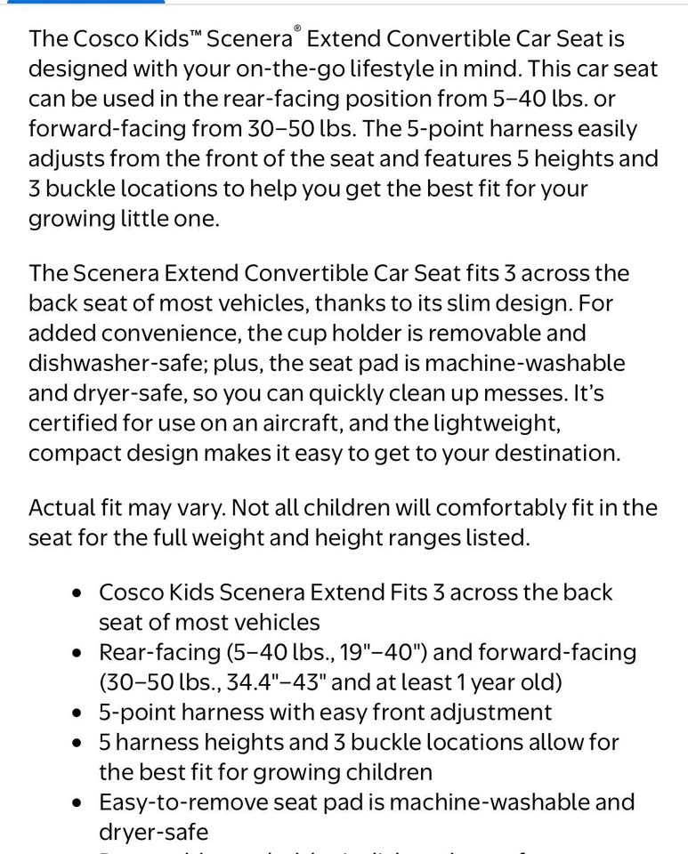 Cosco Kids Scenera Extend Infant & Toddler Convertible Car Seat - photo 4