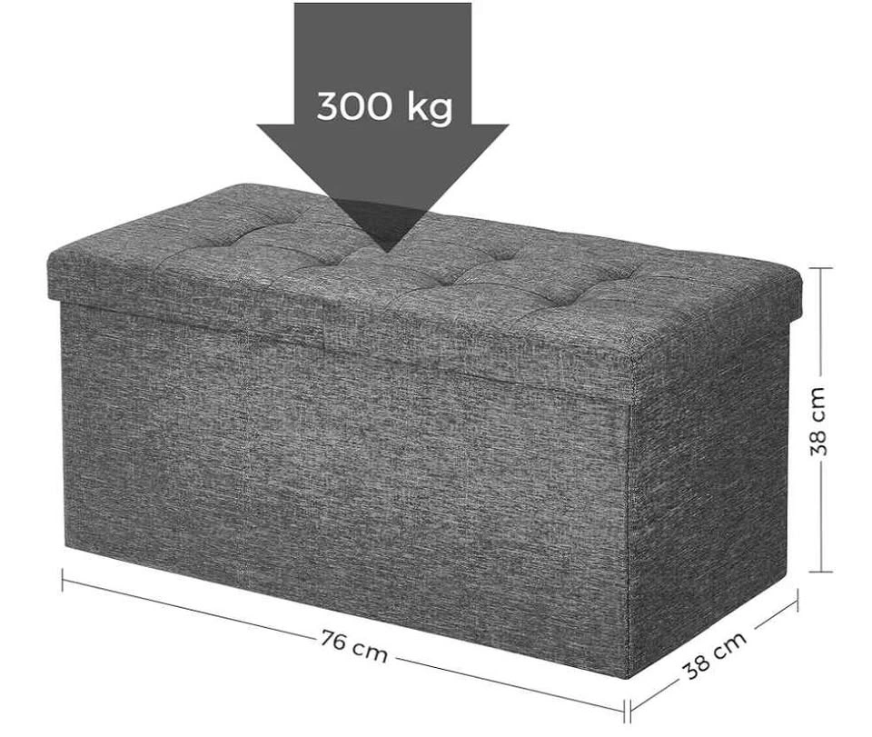 SONGMICS Foldable Storage Bench, 80L, Grey - photo 3