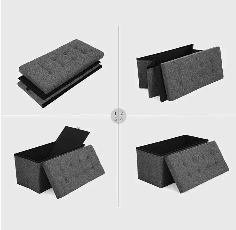 SONGMICS Foldable Storage Bench, 80L, Grey - photo 5