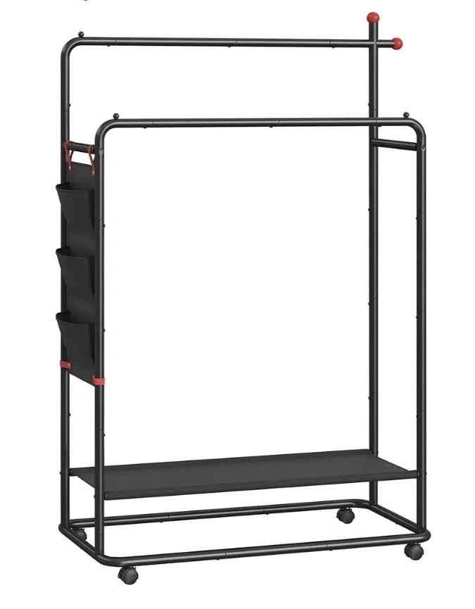 Double-Rod Clothes Rack, Clothing Rack on Wheels - photo 5