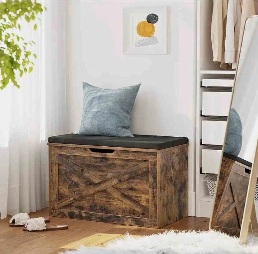 Shoe Bench, Seat Chest, Storage Cabinet, Vintage Brown