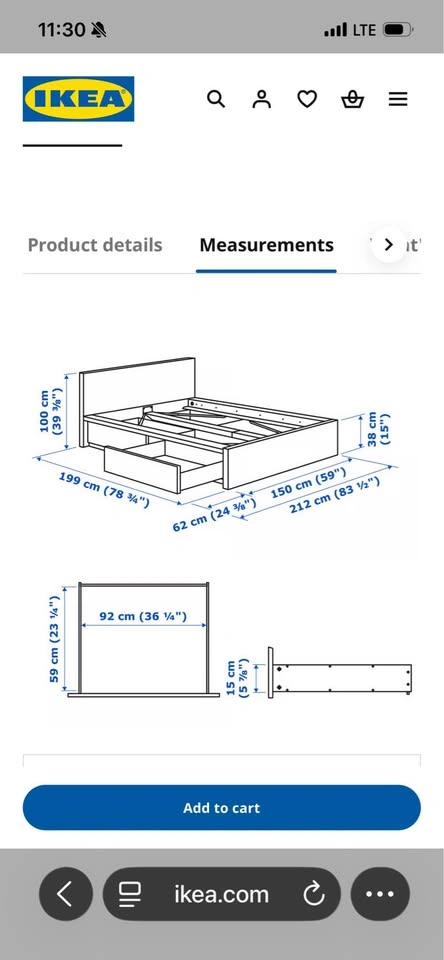 Ikea MALM double/full bed frame with 2 storage boxes - photo 5