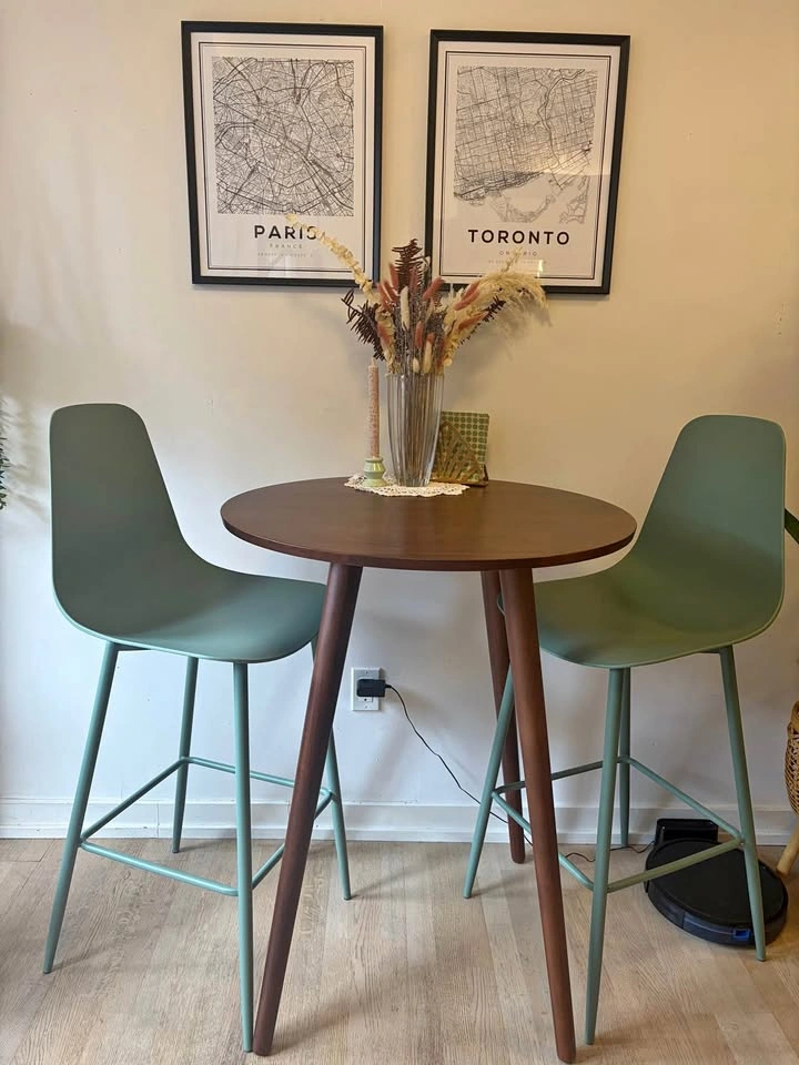 Mid-Century Article Round Bar Walnut Table