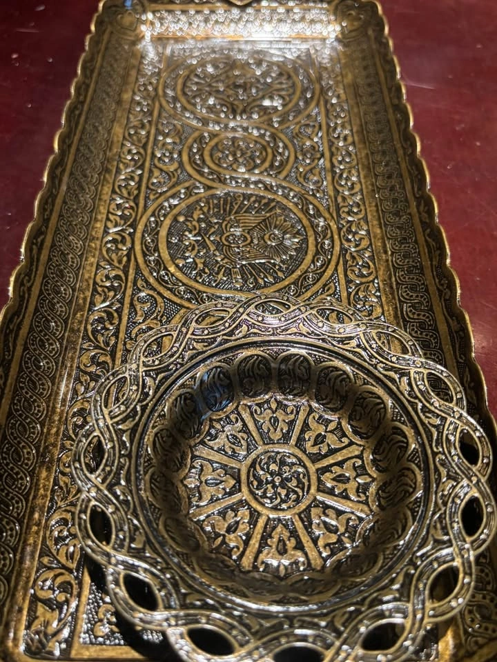 Ornate Turkish Brass Tray with Bowl - A&R Made in Turkey - photo 5