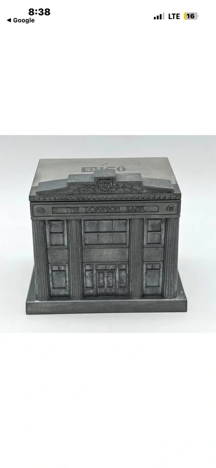 TD Bank 150th Anniversary Metal Coin Bank Building Replica