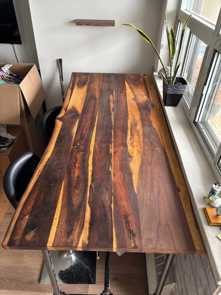 Live Edge Walnut Bar Table with Industrial Pipe Base - photo 2