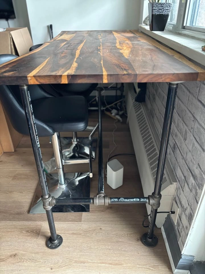 Live Edge Walnut Bar Table with Industrial Pipe Base - photo 4