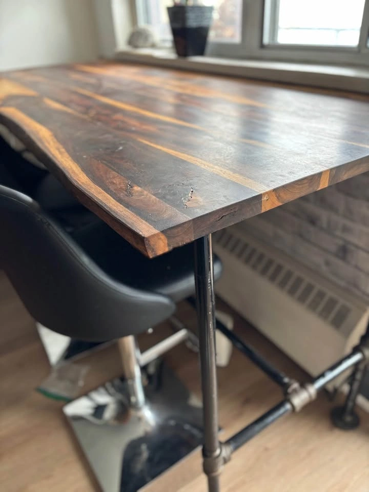 Live Edge Walnut Bar Table with Industrial Pipe Base - photo 5