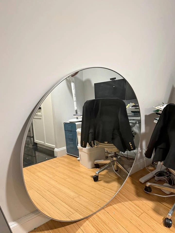CB2 Infinity Silver Round Wall Mirror 48"