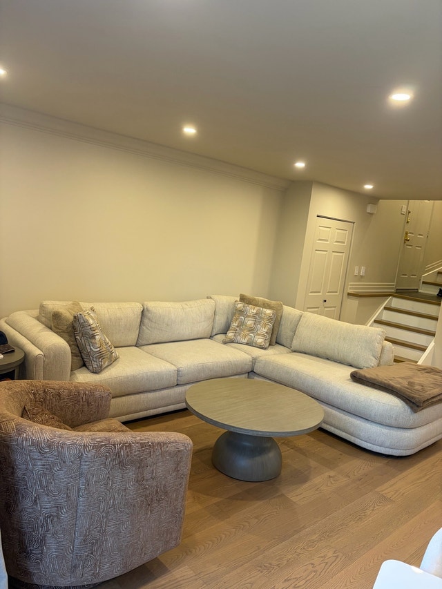 Living Room Set: Sectional, Swivel Chair, Coffee Table