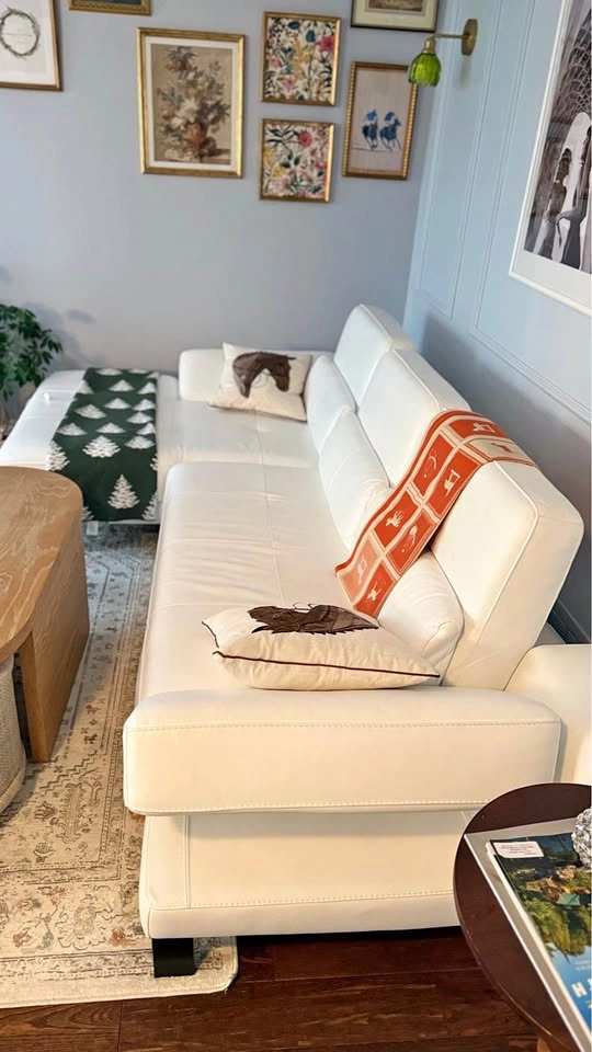 White L shape leather Sofa