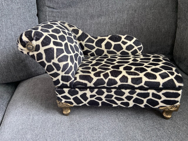 Vintage Miniature Armchair Jewelry Box Giraffe Print