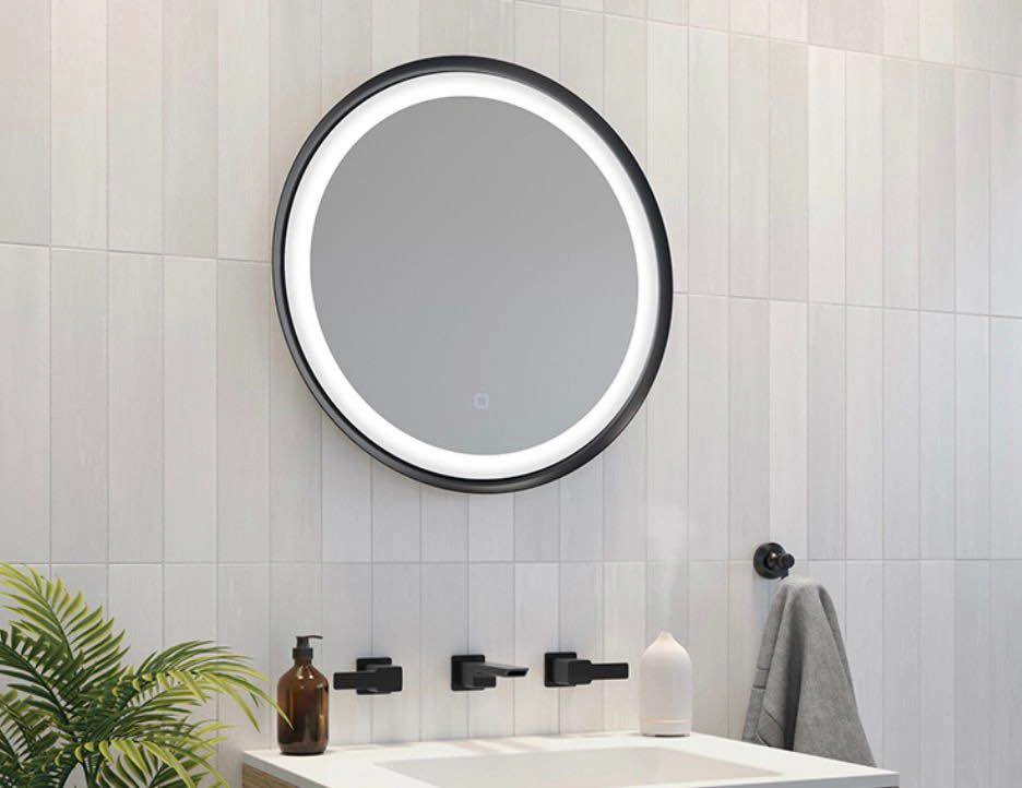 2 Round LED Mirrors – Matte Black Frame - photo 2