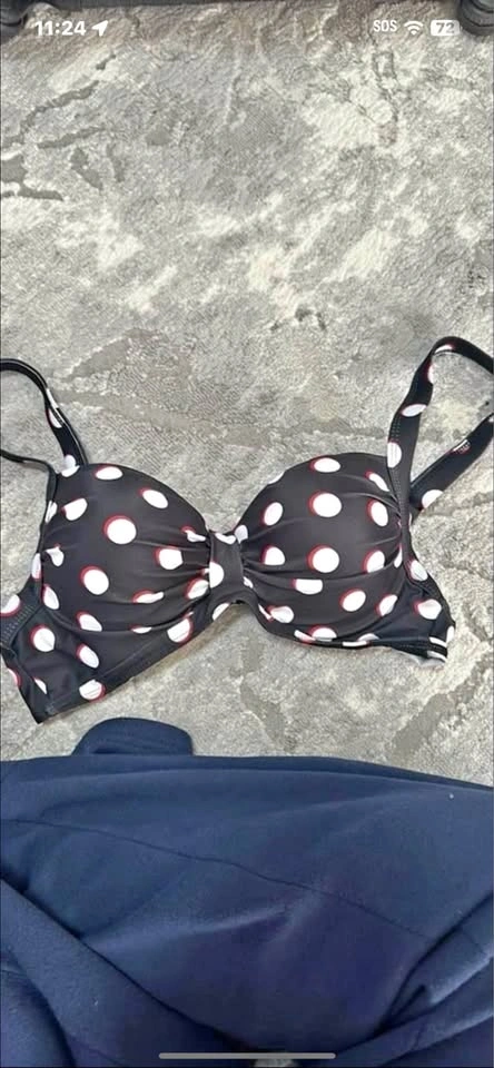 Black polka dot bikini top