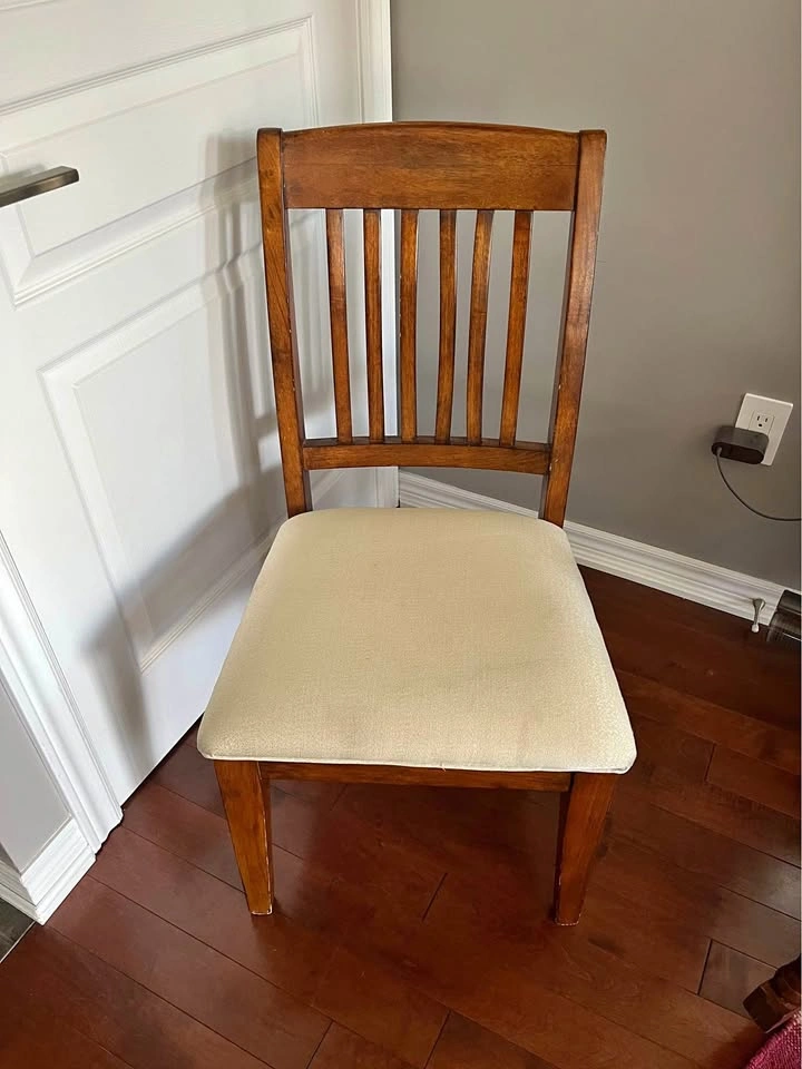 Single Wooden Dining Chair with Upholstered Seat