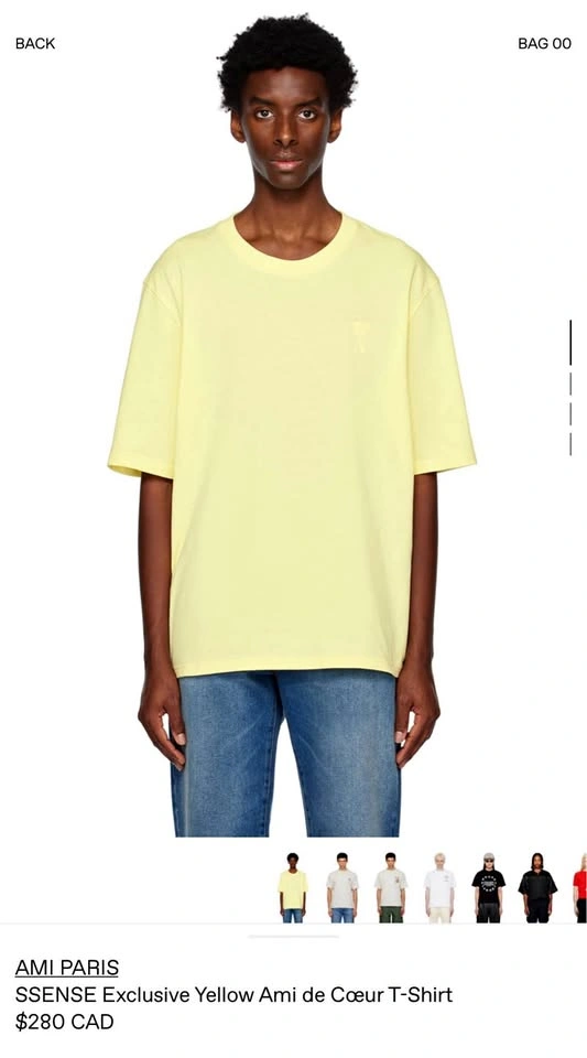 AMI PARIS SSENSE Exclusive Yellow Ami de Cœur T-Shirt XXXL