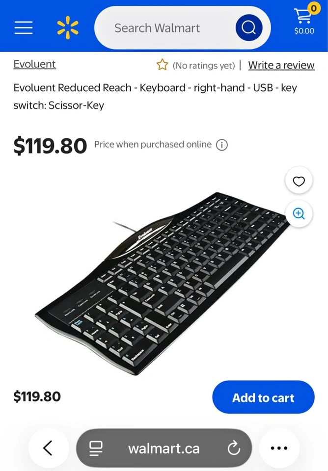 BRAND NEW! Evoluent R3K Reduced Reach Right-Hand Keyboard