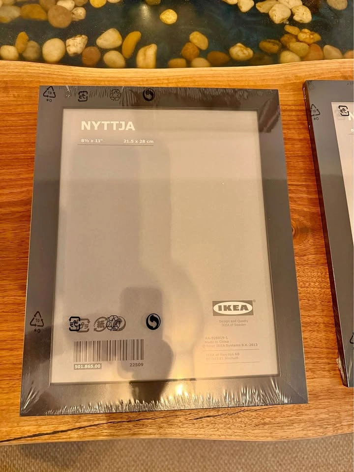 3 Black NYTTJA IKEA picture frames 8.5” x 11”