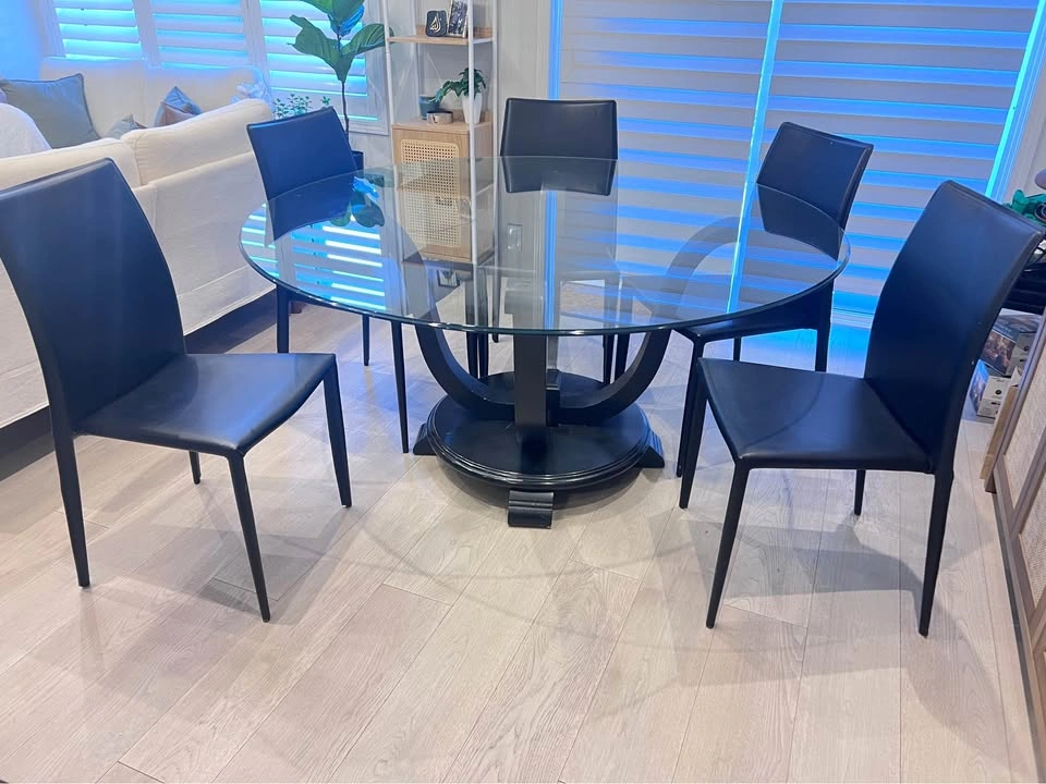 Glass Top Dining Table with 8 Chairs - photo 2