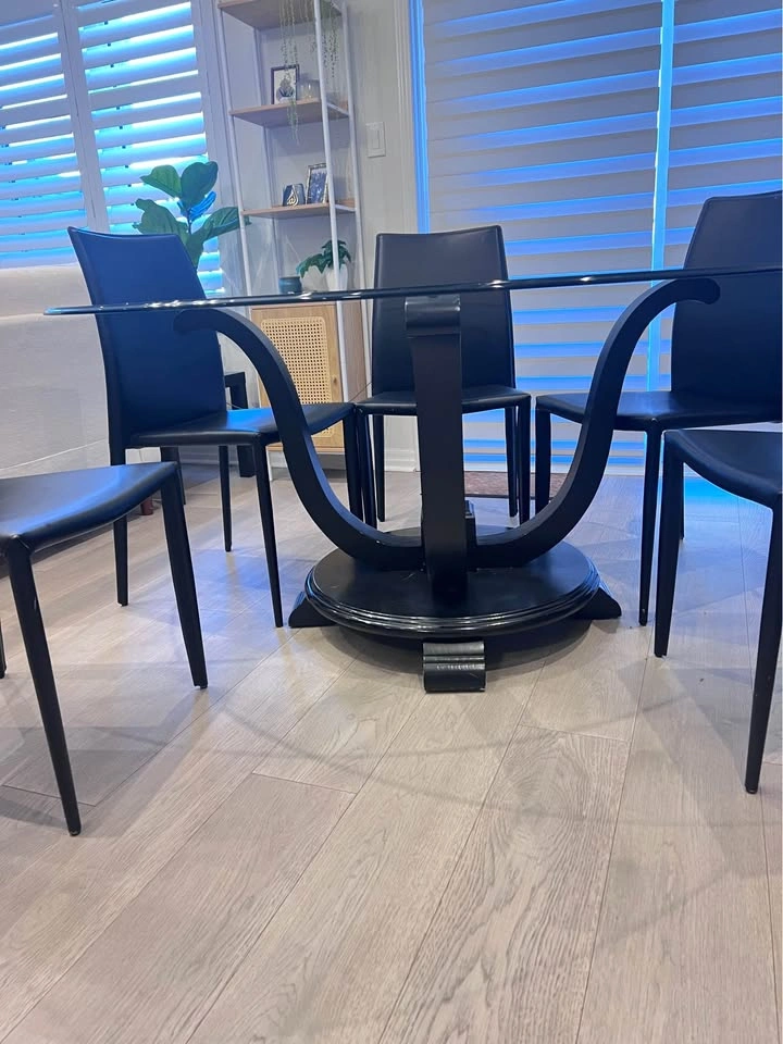 Glass Top Dining Table with 8 Chairs - photo 3