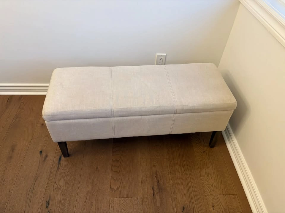 Upholstered Storage Bench / Ottoman – Beige Fabric - photo 2