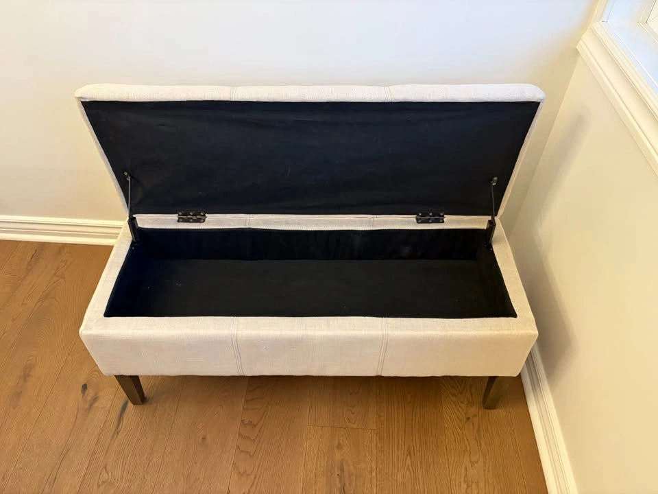 Upholstered Storage Bench / Ottoman – Beige Fabric - photo 3