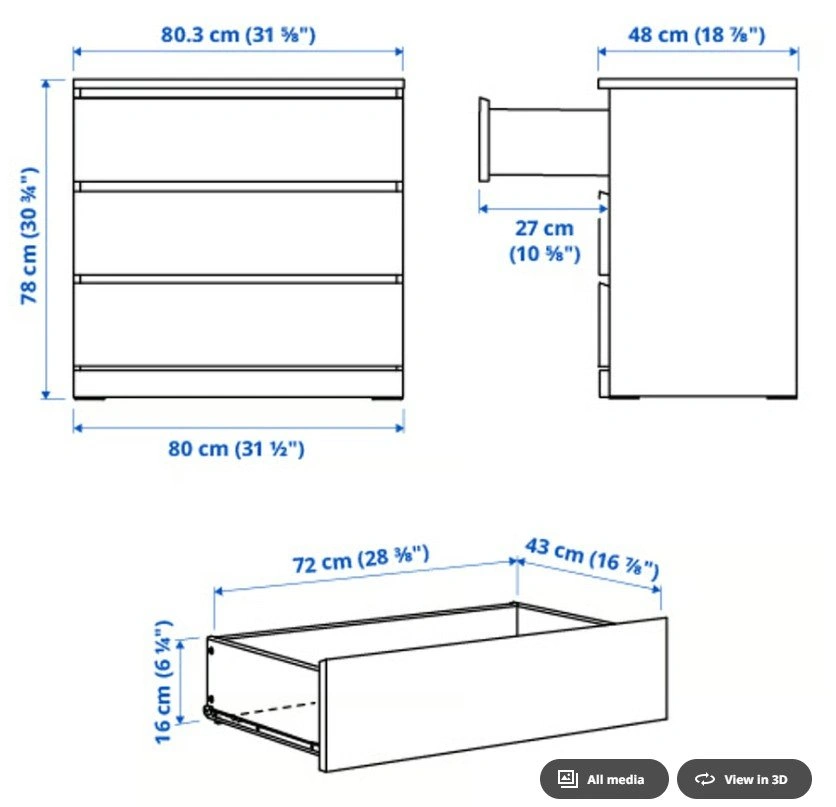 IKEA MALM 3-Drawer Dresser – Black / Black-Brown - photo 5