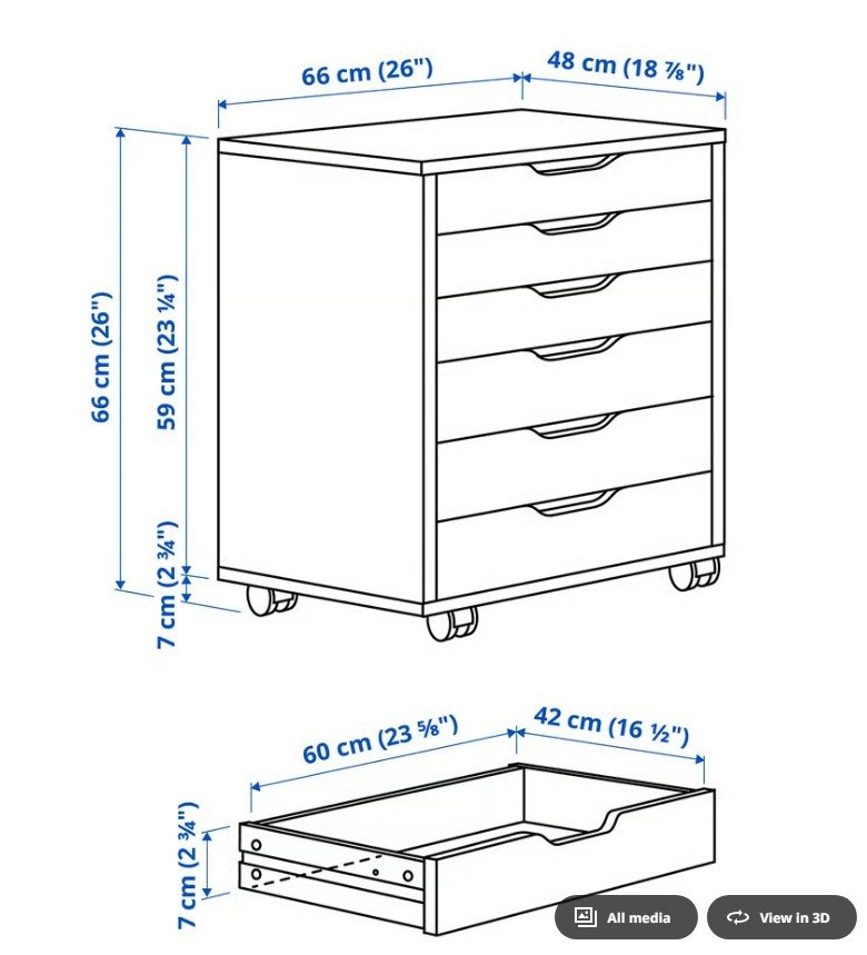 IKEA ALEX Drawer Unit on Casters – White - photo 2