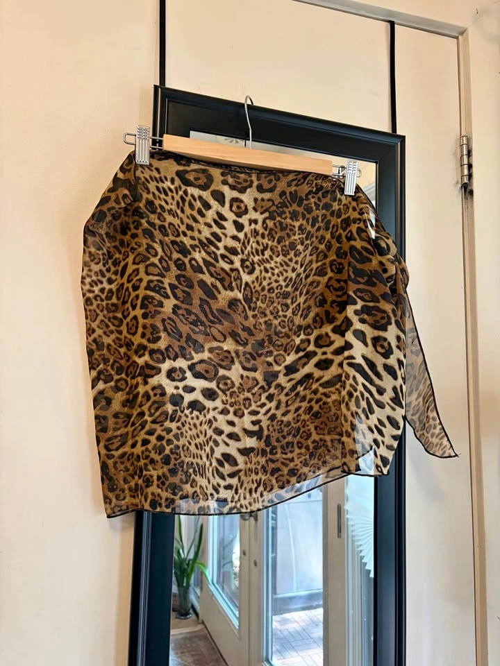 Leopard print sheer wrap