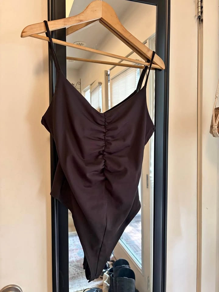 H&M Black Ruched Bodysuit (Medium)