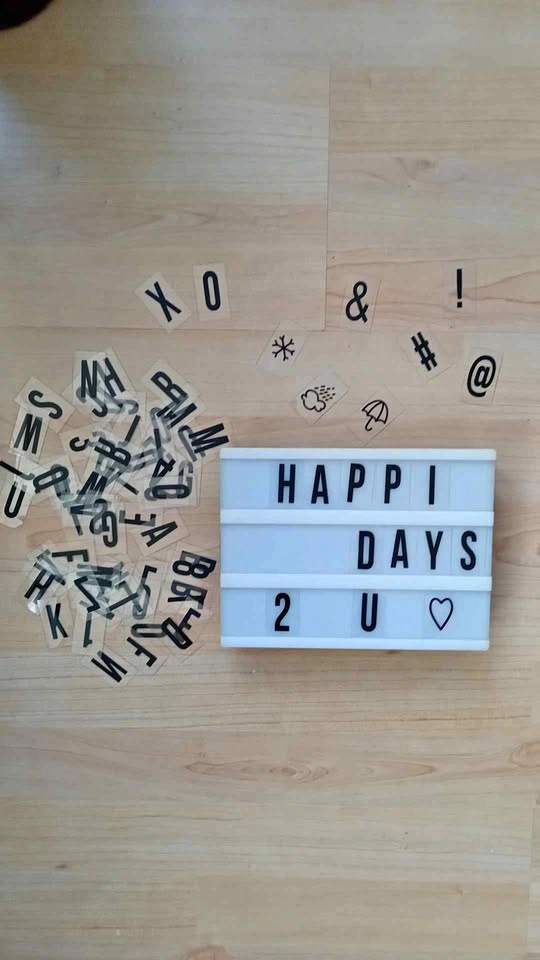 Light box with letters and symbols