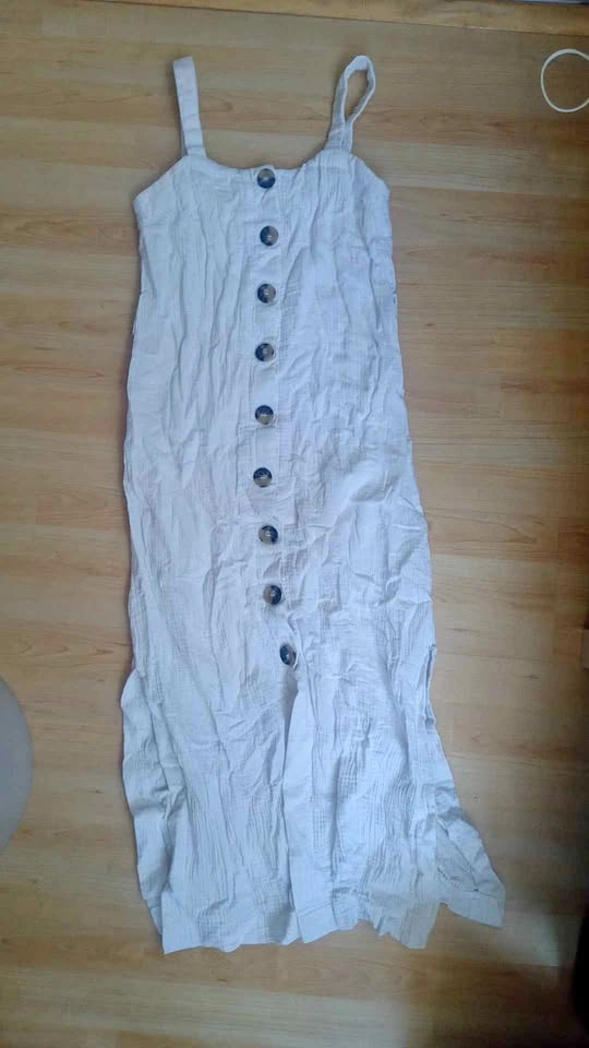 Cotton White Button Down Midi Dress XS