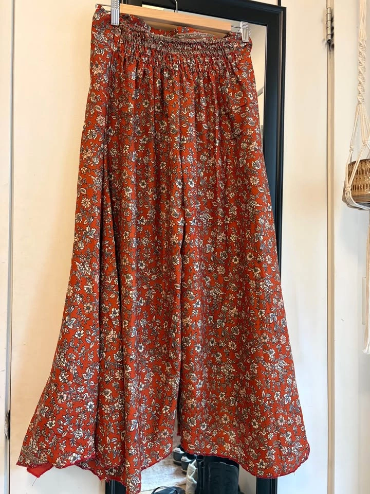 Boho Rust Floral Wide-Leg Pants - photo 2