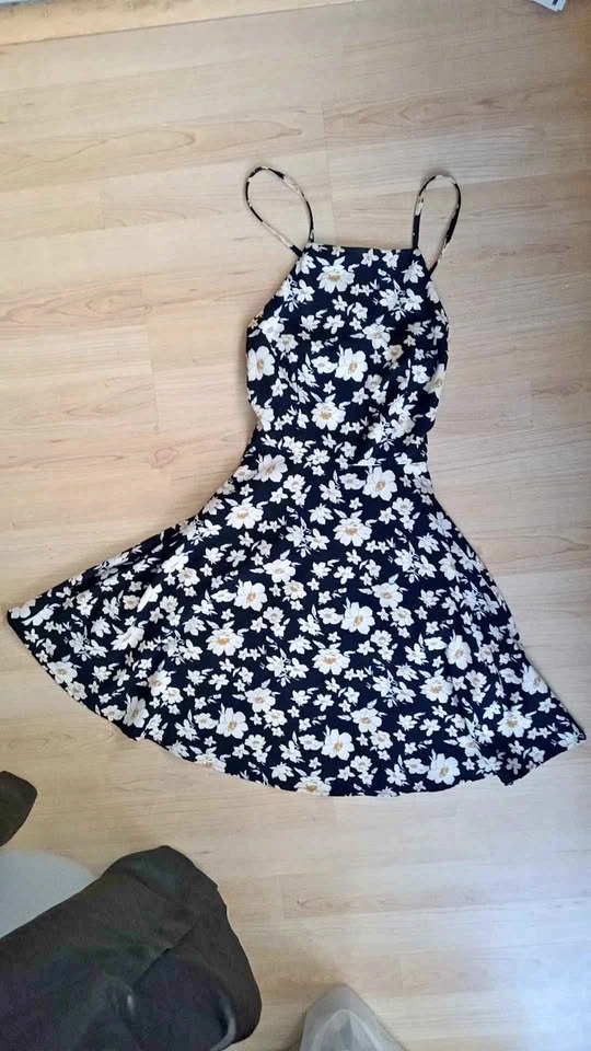 Black floral mini dress